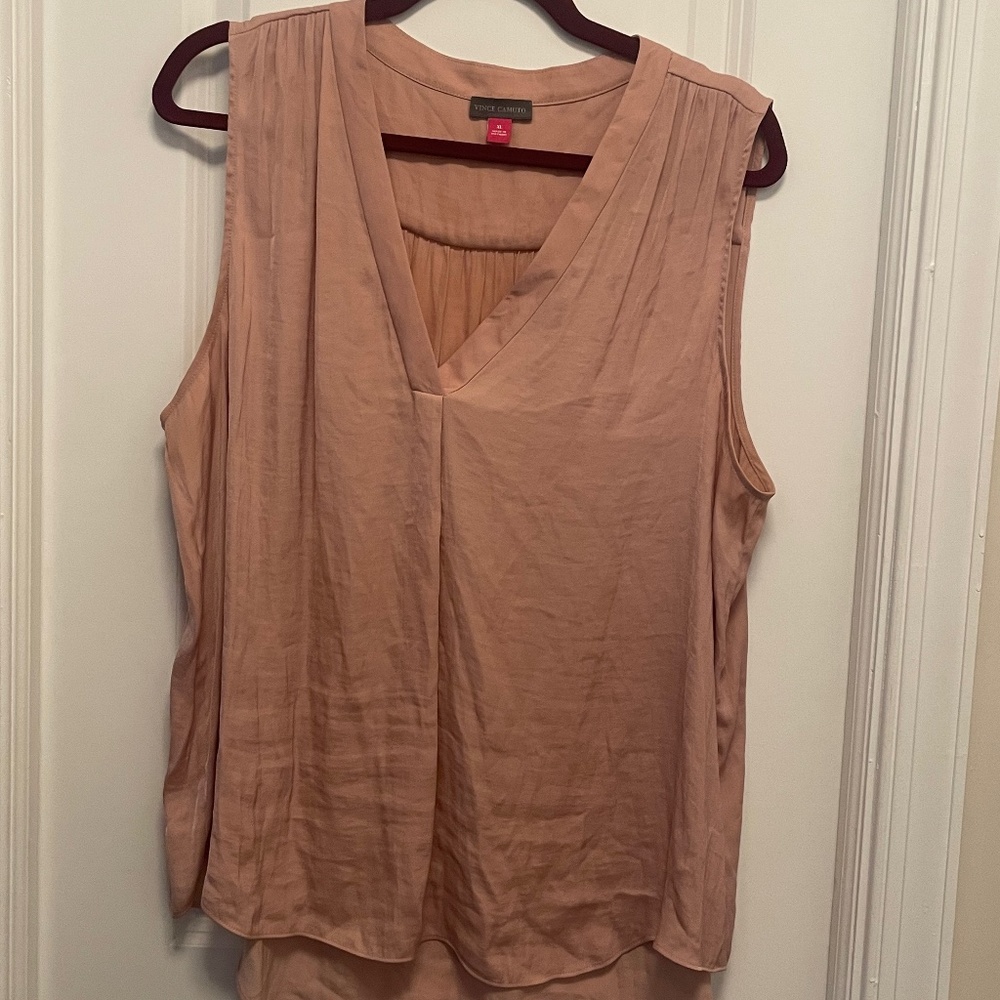 Vince Camuto Rumpled Satin Blouse Fawn Pink XL